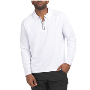 Bonobos Men's Large Long Sleeve 1/4 Zip Golf Pullover $119 Polo Shirt White Gray